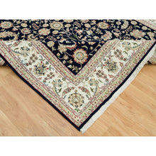 Load image into Gallery viewer, 7&#39;9&quot;x10&#39; Space Cadet Blue, Wool And Silk, Hand Knotted, Nain With All Over Flower Design, 250 Kpsi, Oriental Rug FWR541896