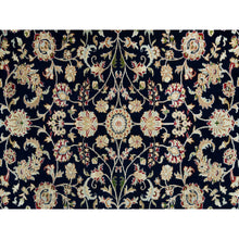 Load image into Gallery viewer, 7&#39;9&quot;x10&#39; Space Cadet Blue, Wool And Silk, Hand Knotted, Nain With All Over Flower Design, 250 Kpsi, Oriental Rug FWR541896