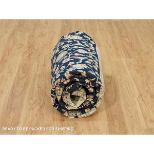 7'9"x10' Space Cadet Blue, Wool And Silk, Hand Knotted, Nain With All Over Flower Design, 250 Kpsi, Oriental Rug FWR541896