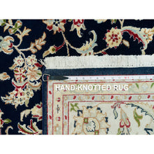 Load image into Gallery viewer, 7&#39;9&quot;x10&#39; Space Cadet Blue, Wool And Silk, Hand Knotted, Nain With All Over Flower Design, 250 Kpsi, Oriental Rug FWR541896