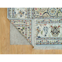 Load image into Gallery viewer, 7&#39;7&quot;x9&#39;9&quot; Celeste Blue, 250 Kpsi, Nain With Floral Pattern, 100% Wool, Hand Knotted, Square Oriental Rug FWR541914