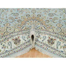Load image into Gallery viewer, 7&#39;7&quot;x9&#39;9&quot; Celeste Blue, 250 Kpsi, Nain With Floral Pattern, 100% Wool, Hand Knotted, Square Oriental Rug FWR541914