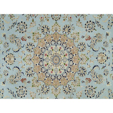 Load image into Gallery viewer, 7&#39;7&quot;x9&#39;9&quot; Celeste Blue, 250 Kpsi, Nain With Floral Pattern, 100% Wool, Hand Knotted, Square Oriental Rug FWR541914