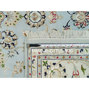 7'8"x10' Chiffon White, Rajasthan with All Over Leaf Design, Wool and Silk, Soft Pile, Thick and Plush, Hand Knotted, Oriental Rug FWR453534