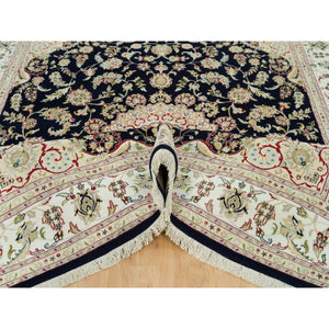 8'x10'1" Vulcan Blue, Hand Knotted, Nain With Center Medallion Flower Design, 250 Kpsi, Natural Wool,  Oriental Rug FWR541920