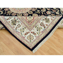 Load image into Gallery viewer, 8&#39;x10&#39;1&quot; Vulcan Blue, Hand Knotted, Nain With Center Medallion Flower Design, 250 Kpsi, Natural Wool,  Oriental Rug FWR541920