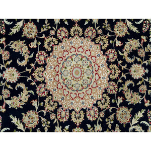 8'x10'1" Vulcan Blue, Hand Knotted, Nain With Center Medallion Flower Design, 250 Kpsi, Natural Wool,  Oriental Rug FWR541920
