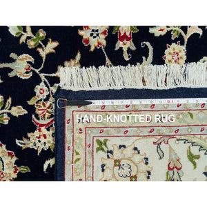 8'x10'1" Vulcan Blue, Hand Knotted, Nain With Center Medallion Flower Design, 250 Kpsi, Natural Wool,  Oriental Rug FWR541920