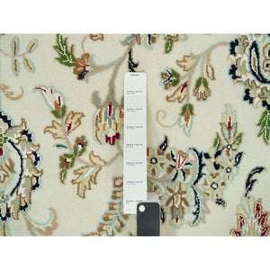 12'x12' Dove White, Hand Knotted, 250 Kpsi, 100% Wool, Nain With Center Medallion Flower Design, Round Oriental Rug FWR541974