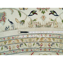 Load image into Gallery viewer, 12&#39;x12&#39; Dove White, Hand Knotted, 250 Kpsi, 100% Wool, Nain With Center Medallion Flower Design, Round Oriental Rug FWR541974