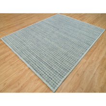 Load image into Gallery viewer, 8&#39;2&quot;x9&#39;10&quot; Pale Aqua Blue, Modern Box Design 100% Wool, Plain Decor, Loomed Knotted, Oriental Rug FWR541986
