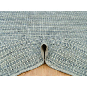 10'x13'9" Mercury Blue, Loomed Knotted All Wool, Plain Decor, Modern Box Design, Oriental Rug FWR542010