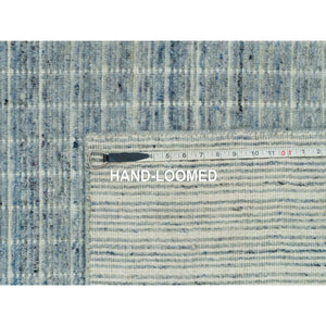 10'x13'9" Mercury Blue, Loomed Knotted All Wool, Plain Decor, Modern Box Design, Oriental Rug FWR542010