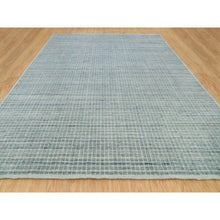 Load image into Gallery viewer, 12&#39;3&quot;x14&#39;9&quot; Stone Blue, Natural Wool, Modern Box Design with Plain Decor Loomed Knotted, Oriental Oversized Rug FWR542016