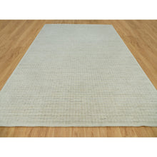 Load image into Gallery viewer, 10&#39;x13&#39;9&quot; Moonlight White, Plain Decor Modern Box Design, Loom Knotted 100% Undyed Natural Wool, Oriental Rug FWR542046