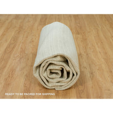 Load image into Gallery viewer, 10&#39;x13&#39;9&quot; Moonlight White, Plain Decor Modern Box Design, Loom Knotted 100% Undyed natural wool, Oriental Rug FWR542046