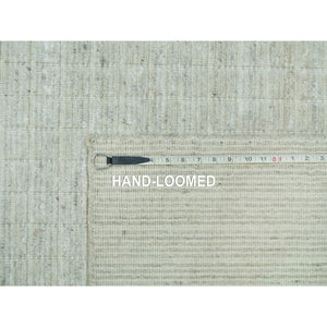 10'x13'9" Moonlight White, Plain Decor Modern Box Design, Loom Knotted 100% Undyed natural wool, Oriental Rug FWR542046