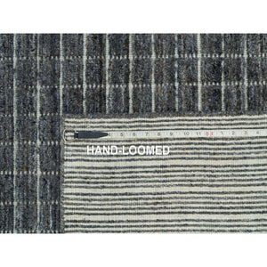 12'x14'9" Plum Kitten Gray, Loomed Knotted, Modern Box Design and Plain Decor, Pure Wool, Oversized Oriental Rug FWR542070