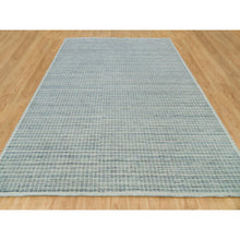 Load image into Gallery viewer, 10&#39;x13&#39;9&quot; Glaucous Blue, Soft Wool, Plain Decor, Modern Box Design, Loomed Knotted, Oriental Rug FWR542118