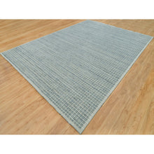 Load image into Gallery viewer, 10&#39;x13&#39;9&quot; Glaucous Blue, Soft Wool, Plain Decor, Modern Box Design, Loomed Knotted, Oriental Rug FWR542118