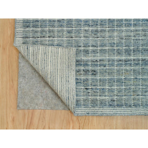 10'x13'9" Glaucous Blue, Soft Wool, Plain Decor, Modern Box Design, Loomed Knotted, Oriental Rug FWR542118