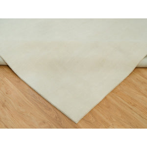 9'x12' Comfort Ivory, Modern Loom Knotted Thick and Plush Wool and Plant Based Silk, Plain Oriental Rug FWR542280