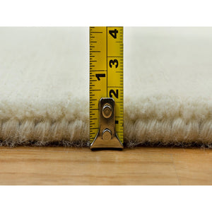 9'x12' Comfort Ivory, Modern Loom Knotted Thick and Plush Wool and Plant Based Silk, Plain Oriental Rug FWR542280
