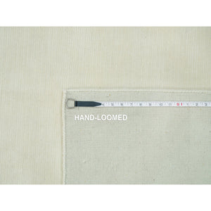 9'x12' Comfort Ivory, Modern Loom Knotted Thick and Plush Wool and Plant Based Silk, Plain Oriental Rug FWR542280