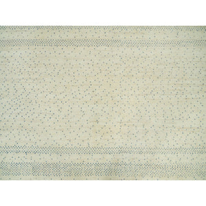 9'x12'1" Toque White, Modern Gabbeh Lori Buft  Tree Design, All Wool, Hand Knotted Oriental Thick And Plush Soft Pile Rug FWR542310