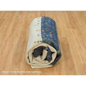 9'x12'1" Toque White, Modern Gabbeh Lori Buft  Tree Design, All Wool, Hand Knotted Oriental Thick And Plush Soft Pile Rug FWR542310