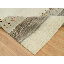 Load image into Gallery viewer, 9&#39;8&quot;x14&#39; Heron White, Thick And Plush Modern Gabbeh Lori Buft  Tree Design, Extra Soft Wool, Hand Knotted Oriental Rug FWR542328