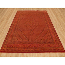 Load image into Gallery viewer, 8&#39;1&quot;x10&#39;1&quot; Spicy Orange, Wool And Silk, Tabriz Mahi, Hand Knotted Tone On Tone, Oriental Rug FWR542340