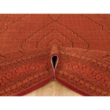 Load image into Gallery viewer, 8&#39;1&quot;x10&#39;1&quot; Spicy Orange, Wool And Silk, Tabriz Mahi, Hand Knotted Tone On Tone, Oriental Rug FWR542340