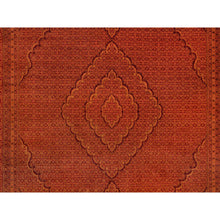 Load image into Gallery viewer, 8&#39;1&quot;x10&#39;1&quot; Spicy Orange, Wool And Silk, Tabriz Mahi, Hand Knotted Tone On Tone, Oriental Rug FWR542340