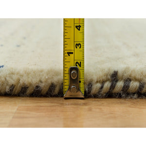 8'9"x11'8" Swan White, Modern Lori Buft Gabbeh Tree Design, Thick And Plush Soft Wool, Hand Knotted Oriental Rug FWR542358