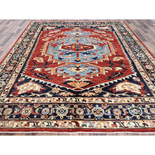 Load image into Gallery viewer, 8&#39;1&quot;x9&#39;8&quot; Scarlet Red, Peshawar Heriz with Antique Serapi Design, Hand Knotted, Shiny High Mountain Wool, Vegetable Dyes, Densely Woven, Soft Pile, Oriental Rug FWR5418