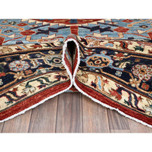 Load image into Gallery viewer, 8&#39;1&quot;x9&#39;8&quot; Scarlet Red, Peshawar Heriz with Antique Serapi Design, Hand Knotted, Shiny High Mountain Wool, Vegetable Dyes, Densely Woven, Soft Pile, Oriental Rug FWR5418