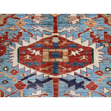 Load image into Gallery viewer, 8&#39;1&quot;x9&#39;8&quot; Scarlet Red, Peshawar Heriz with Antique Serapi Design, Hand Knotted, Shiny High Mountain Wool, Vegetable Dyes, Densely Woven, Soft Pile, Oriental Rug FWR5418