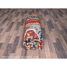 Load image into Gallery viewer, 8&#39;1&quot;x9&#39;8&quot; Scarlet Red, Peshawar Heriz with Antique Serapi Design, Hand Knotted, Shiny High Mountain Wool, Vegetable Dyes, Densely Woven, Soft Pile, Oriental Rug FWR5418