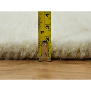 2'7"x10' Navajo White, Modern Plain Design, Soft to The Touch, Persian Thick and Plush Wool, Lori Buft Gabbeh, Hand Knotted, Oriental Runner Rug FWR542406