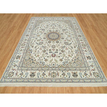 Load image into Gallery viewer, 8&#39;8&quot;x12&#39;1&quot; Baby Powder White, 250 Kpsi, 100% Wool, Nain With Center Medallion Flower Design, Hand Knotted, Oriental Rug FWR542454