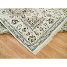 Load image into Gallery viewer, 8&#39;8&quot;x12&#39;1&quot; Baby Powder White, 250 Kpsi, 100% Wool, Nain With Center Medallion Flower Design, Hand Knotted, Oriental Rug FWR542454