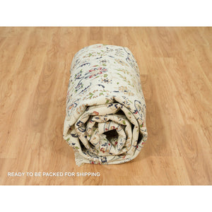 8'8"x12'1" Baby Powder White, 250 Kpsi, 100% Wool, Nain With Center Medallion Flower Design, Hand Knotted, Oriental Rug FWR542454