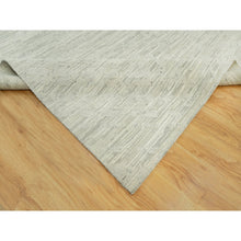 Load image into Gallery viewer, 11&#39;10&quot;x18&#39; Toque White, Hand Knotted Modern Design, Undyed Organic Wool, Hand Spun, Cut And Loop Pile, Oriental Oversized Rug FWR542484