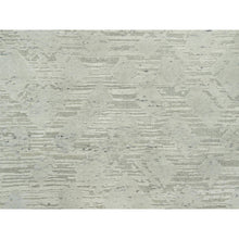 Load image into Gallery viewer, 11&#39;10&quot;x18&#39; Toque White, Hand Knotted Modern Design, Undyed Organic Wool, Hand Spun, Cut And Loop Pile, Oriental Oversized Rug FWR542484