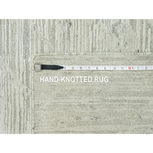 11'10"x18' Toque White, Hand Knotted Modern Design, Undyed Organic Wool, Hand Spun, Cut And Loop Pile, Oriental Oversized Rug FWR542484