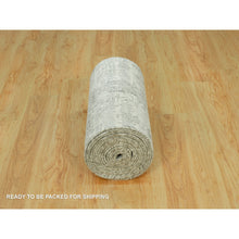 Load image into Gallery viewer, 2&#39;6&quot;x26&#39; Owl Gray, Hand Knotted, Cut And Loop Pile, Modern Design, Hand Spun Undyed 100% Wool, Xl Runner Oriental Rug FWR542508