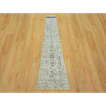 Load image into Gallery viewer, 2&#39;6&quot;x20&#39;2&quot; Diffused Gray, Cut And Loop Pile, Modern Design Hand Spun Velvety Undyed Wool, Hand Knotted Oriental Xl Runner Rug FWR542514