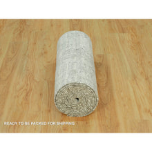 Load image into Gallery viewer, 2&#39;6&quot;x20&#39;2&quot; Diffused Gray, Cut And Loop Pile, Modern Design Hand Spun Velvety Undyed Wool, Hand Knotted Oriental Xl Runner Rug FWR542514