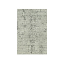 Load image into Gallery viewer, 3&#39;x5&#39; Vaporous Gray, Undyed Pure Wool, Modern Hand Spun Design, Cut and Loop Pile, Hand Knotted Oriental Rug FWR542544